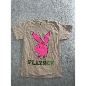 Playboy Bunny Taupe Short Sleeve Graphic Tee Unisex Size Small